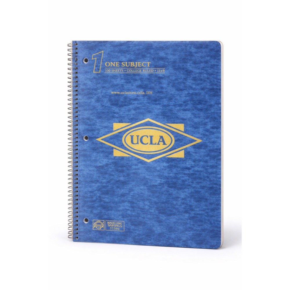 UCLA One Subject Spiral Notebook College Ruled 11x9‎ Blue 100 Sheets Pocket